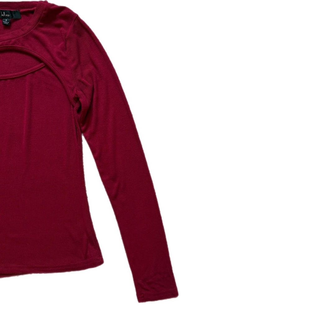 Lulus Burgundy Cutout Long Sleeve Top - Size Small! - Picture 5 of 7